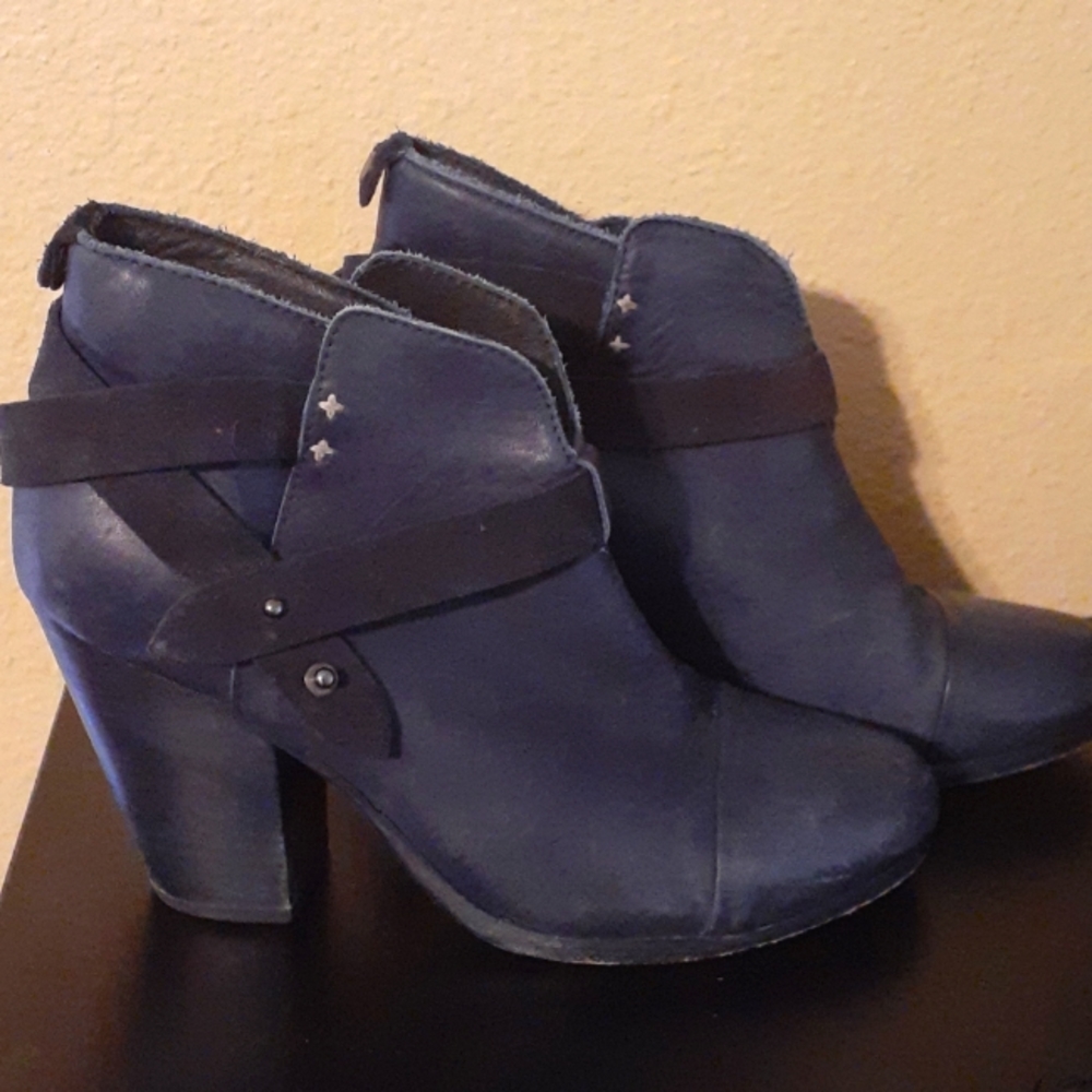 Navy Leather Booties Size 39 Rag & Bone